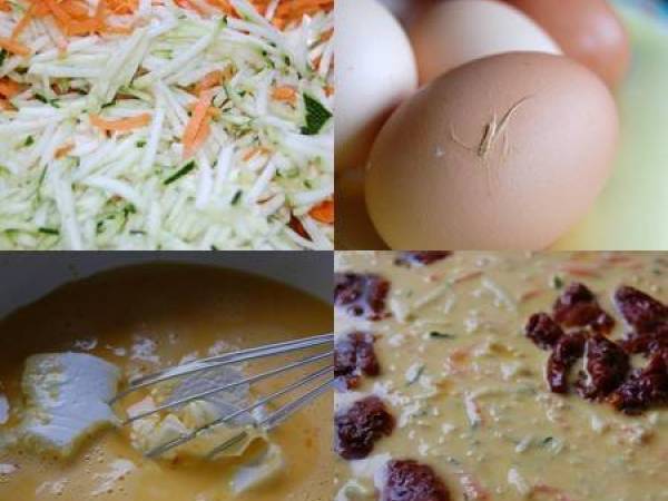 Frittata courgettes/carottes & ricotta/gruyère - Préparation etape 3
