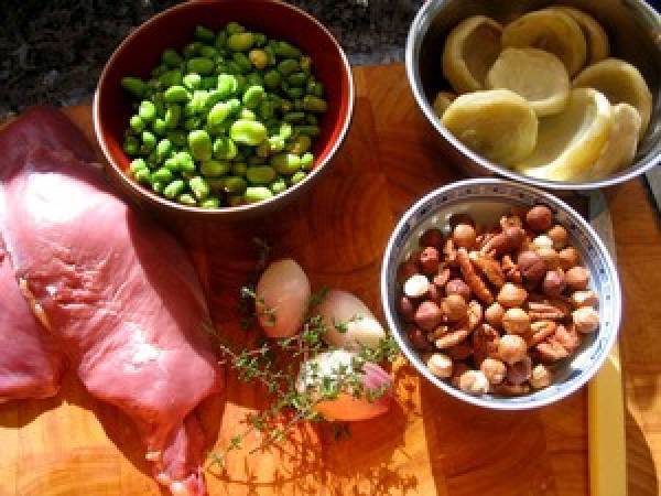 Magrets de canard panés et poêlée de légumes - Préparation etape 1