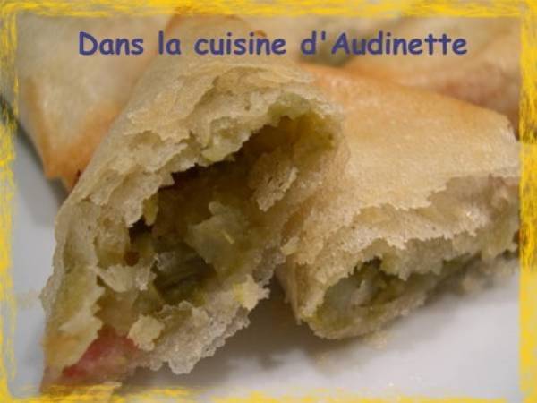 Briouats aux haricots verts, chèvre et jambon - Préparation etape 4