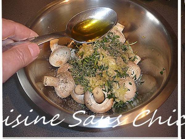 Brochettes de champignons de Paris à la plancha, aux herbes aromatiques de Provence. - Préparation etape 8