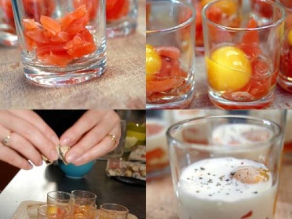 Oeufs de caille cocotte saumon... ou boudin blanc ? - Préparation etape 1
