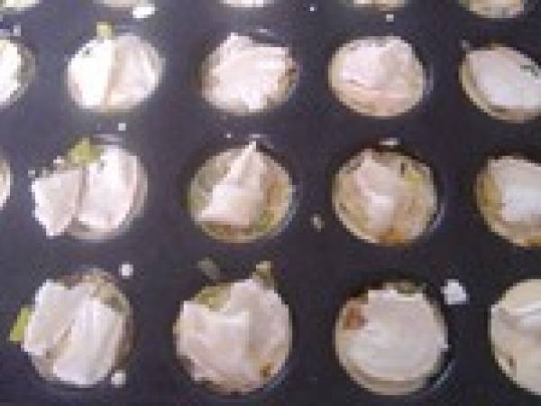 Petites bouchées apéritives aux poireaux-saumon et poireaux chèvre - Préparation etape 6