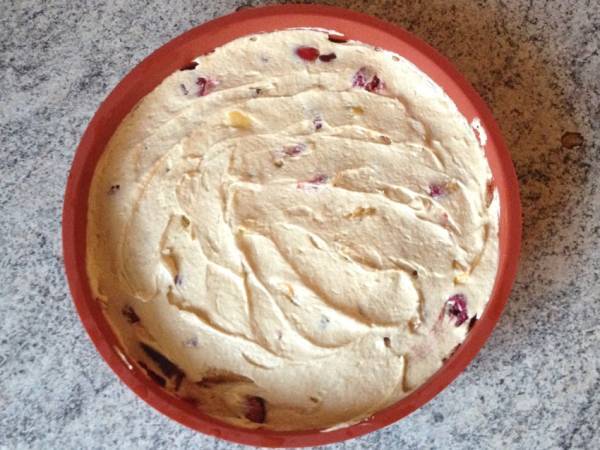 Gâteau crousti-fondant aux pêches et aux framboises - Préparation etape 7