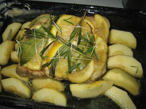 Rôti de porc aux pommes, miel et thym!! - Préparation etape 5