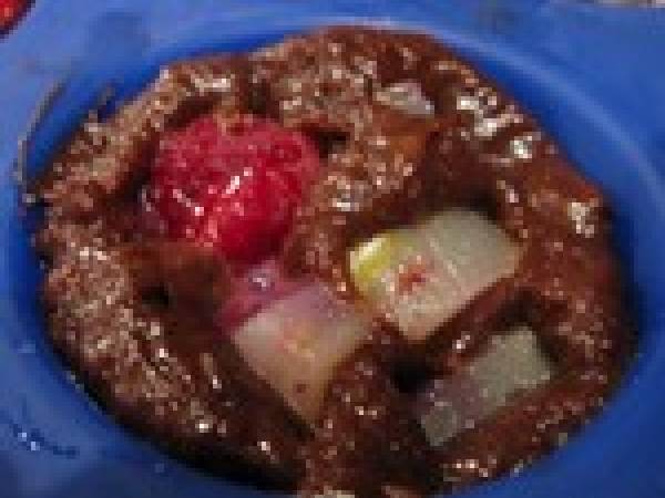 Muffins au chocolat, aux framboises et aux poires. - Préparation etape 5