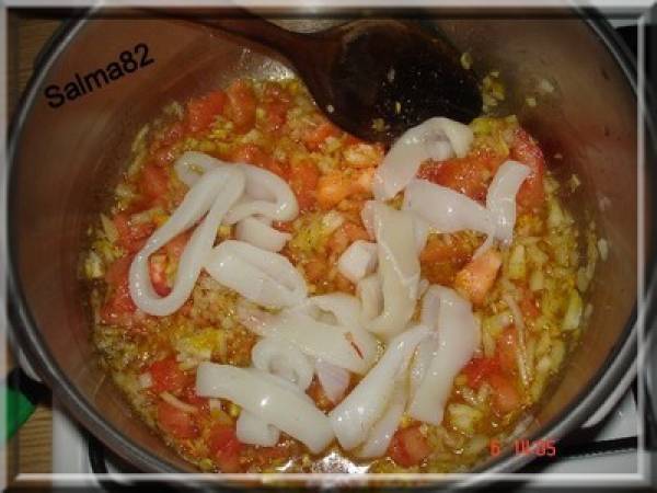 Paella de fruit de mer ( paella de marisco) - Préparation etape 4