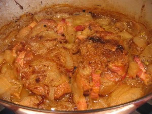 Côtes de porc aux pommes et au cidre en cocotte - Préparation etape 7