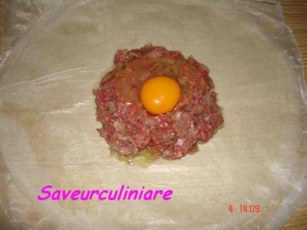 Mini pastilla au viande haché et oeufs - Préparation etape 4