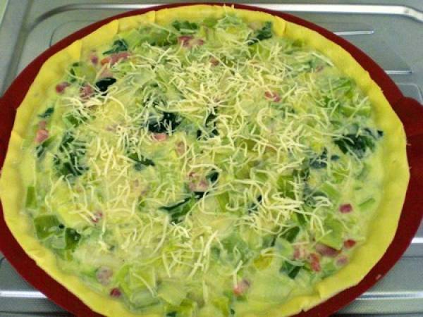 TARTE AUX POIREAUX ET LARDONS - Préparation etape 7