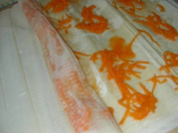 Tikvenka ou feuilles de filo roulées au potiron - Préparation etape 2