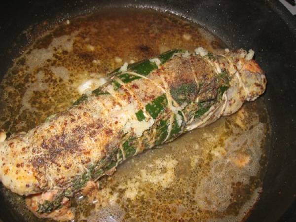 Rôti de lotte farci au saumon fumé - Préparation etape 5