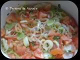 Etape 1 - Filet de panga sur fondue de légumes et son riz en sauce