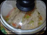 Etape 4 - Filet de panga sur fondue de légumes et son riz en sauce
