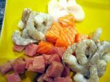 Etape 5 - Soupe de maïs aux crevettes St Jacques et poisson