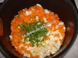 Etape 3 - Pavé d'espadon à l'indienne, riz et brunoise de légumes