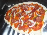 Etape 3 - Pizza chorizo coppa poivrons mozzarella