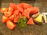 Etape 1 - Soupe froide tomate, pastèque, menthe avec ou sans feta