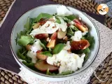 Etape 4 - Salade sucrée salée aux pêches rôties, roquette et burrata (les douces saveurs d'été)