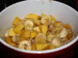 Etape 1 - Crumble exotique mangue, banane, grenade et chocolat guanaja