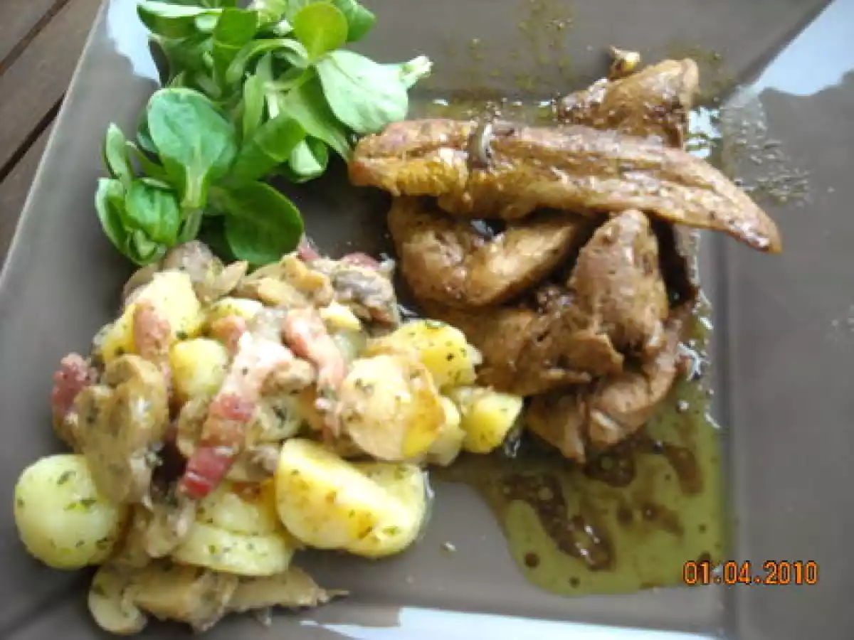 AIGUILLETTES DE CANARD ET POELEE DE POMMES DE TERRE