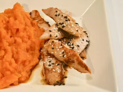 Aiguillettes de poulet à la sauce soja, purée de carottes au curcuma - photo 2