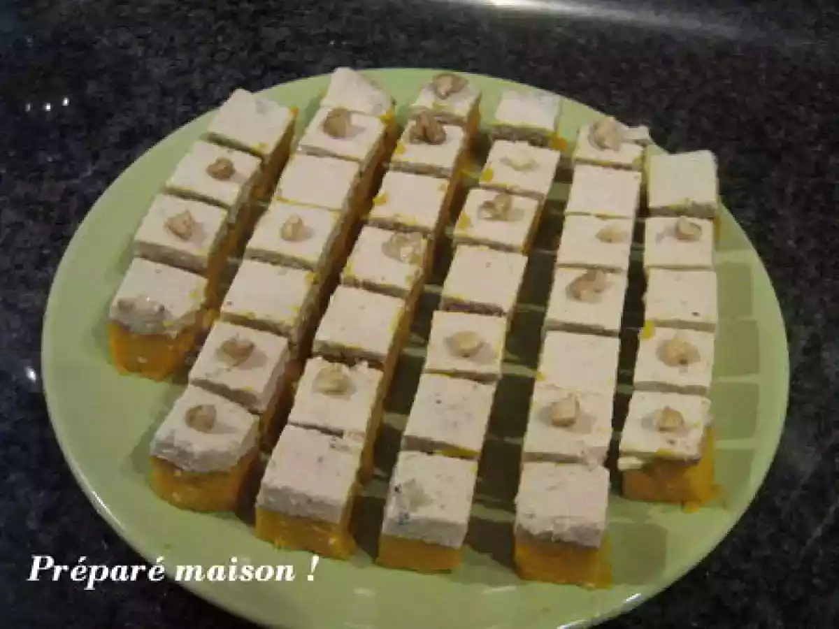 Amuse-bouche potimarron au parmesan et panacotta aux noix