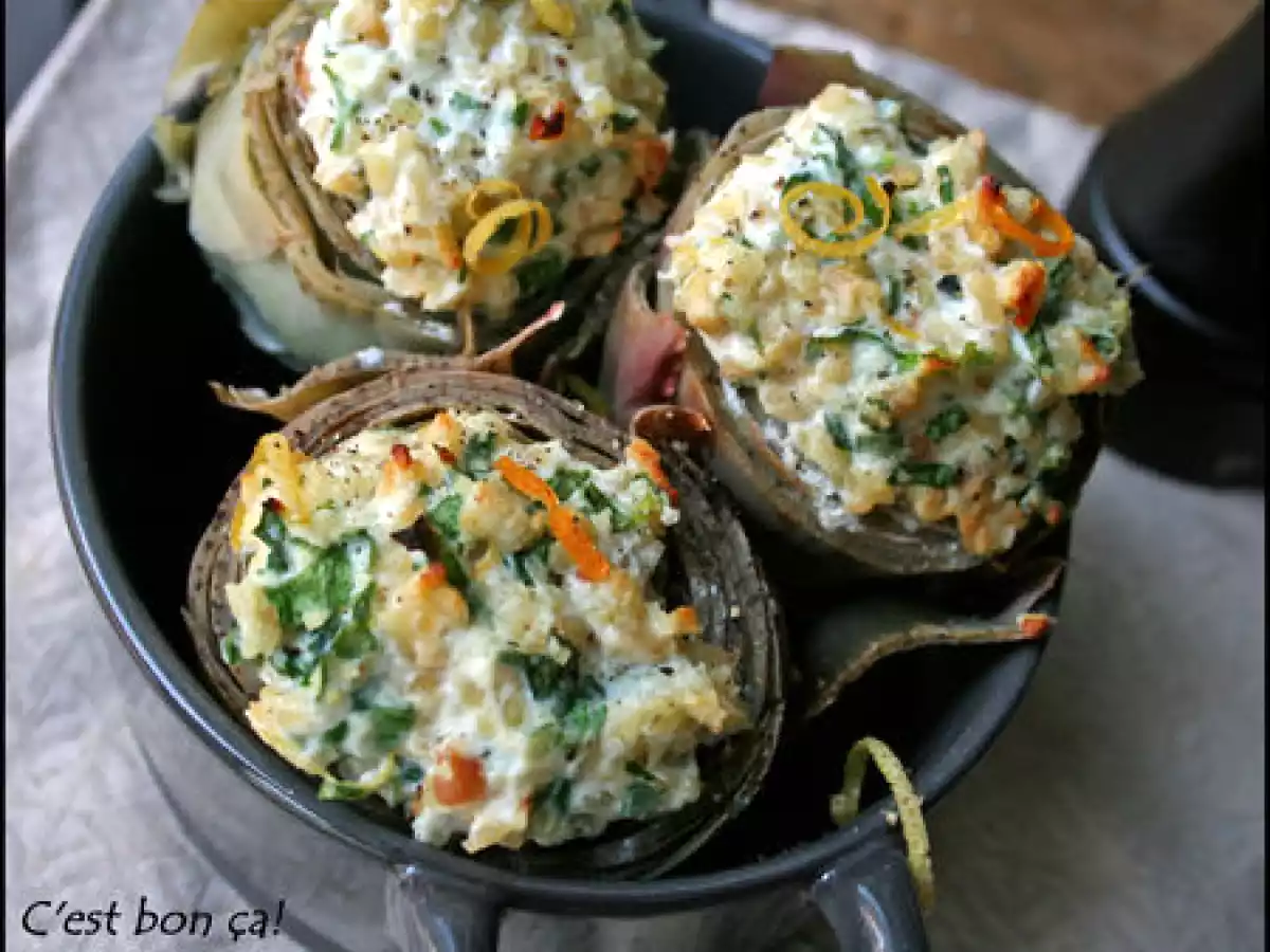 Artichauts farcis à la ricotta et aux amandes grillées - photo 2