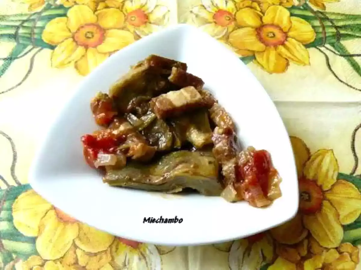 Artichauts violets en Barigoule, chapons aillés.