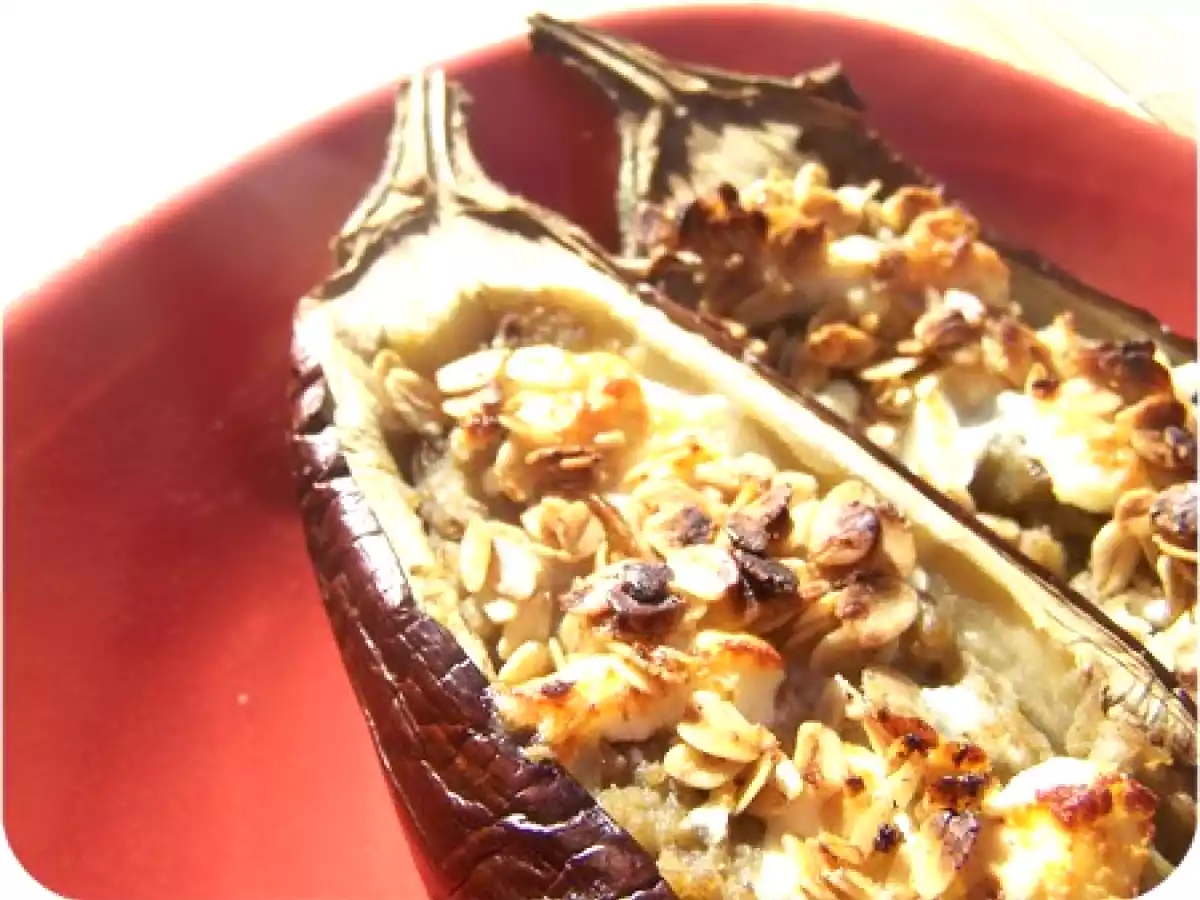 Aubergines au chèvre et aux flocons d'avoine