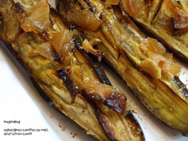 Aubergines confites au miel, à l'ail et citron confit - photo 2