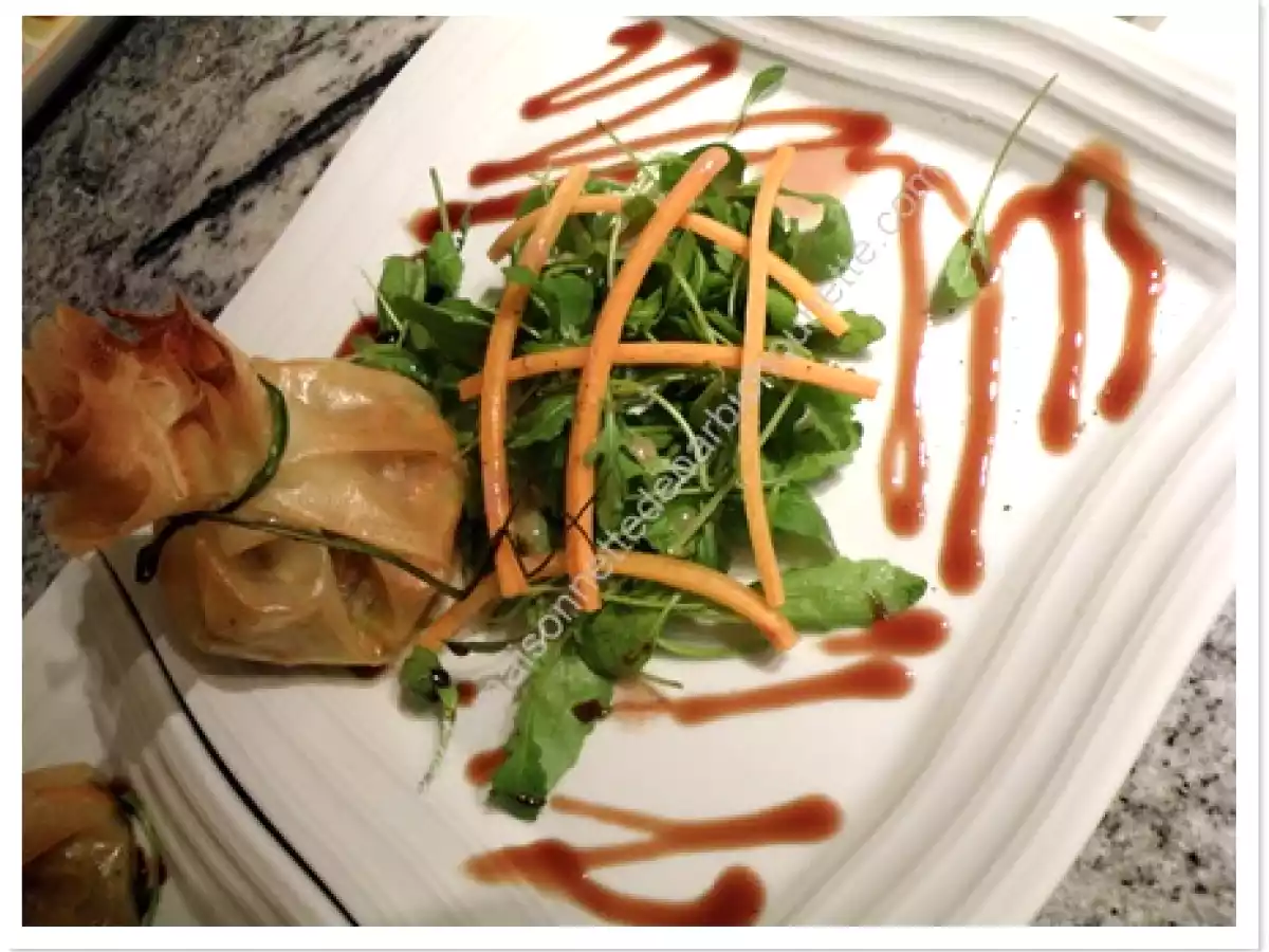 Aumônières au foie gras et petits légumes