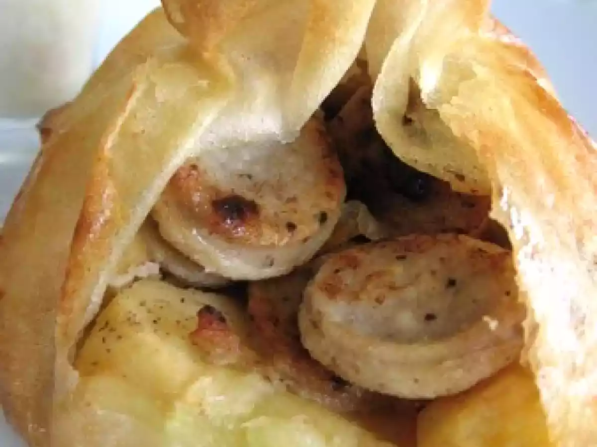 Aumonières de boudin blanc aux pommes