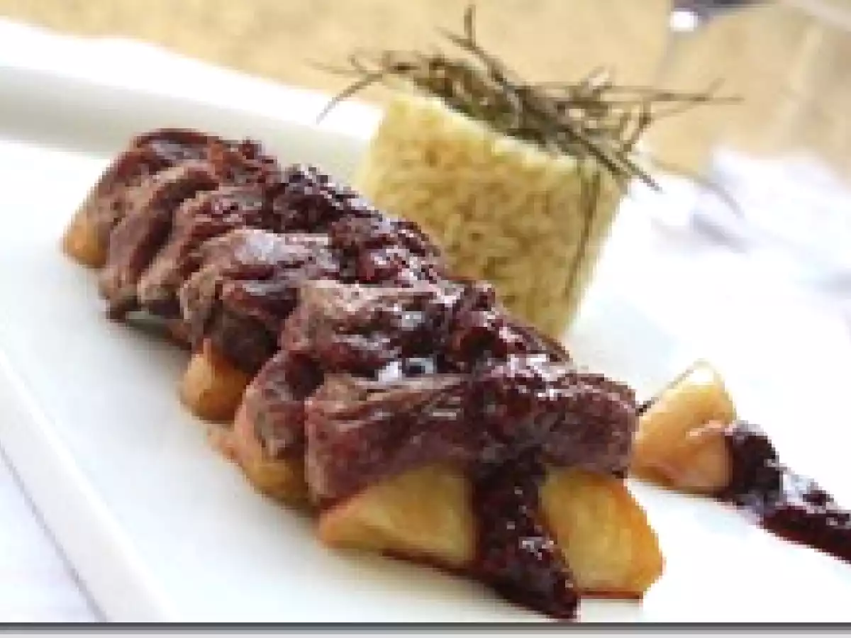 Autruche à la Réduction Balsamique Framboises et Risotto au Citron