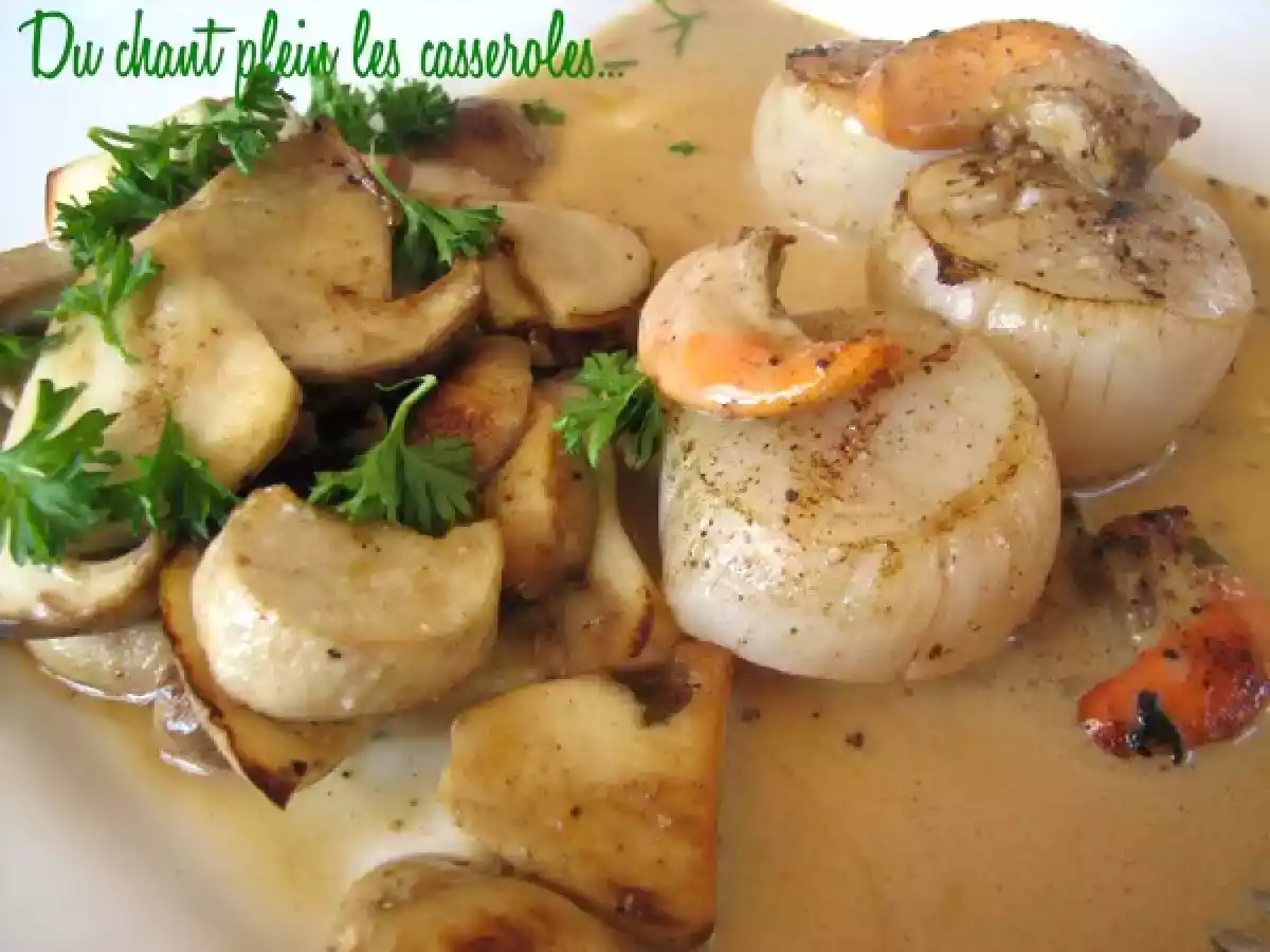 Avec des crèmes brûlées au foie gras et des Saint-Jacques aux cèpes