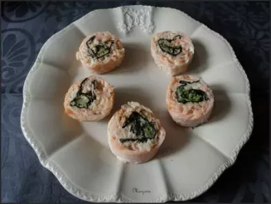 Ballotin de mousseline aux 2 saumons, crevettes, crabe et petits légumes, photo 2