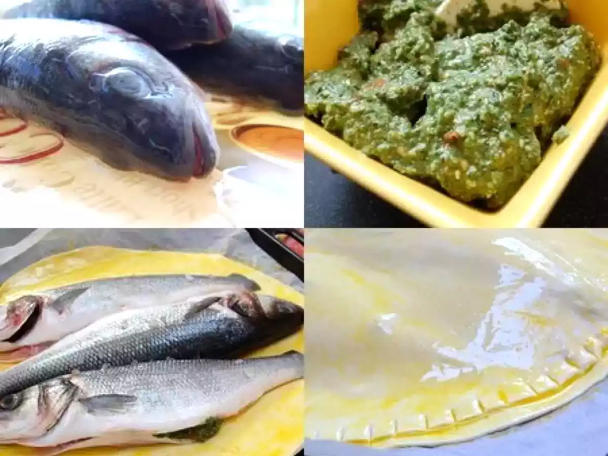 Bar farci à l'oseille cuit au four en croute de pâte feuilletée - photo 3