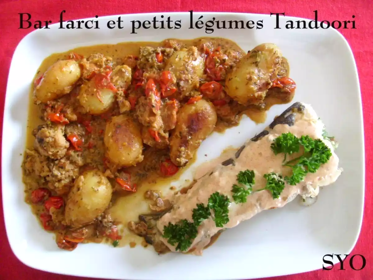 Bar farci et ses petits légumes Tandoori