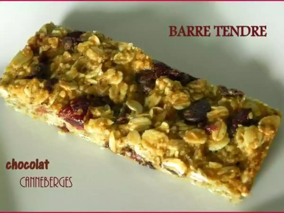 Barres tendres au chocolat et aux canneberges, sans gluten ni lactose