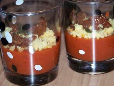 Bavarois de tomates et crumble au parmesan (à l'agar agar)