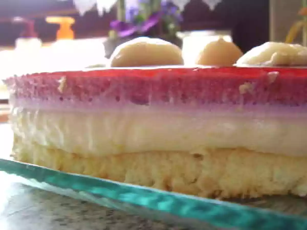 Bavarois rose-litchi-framboise