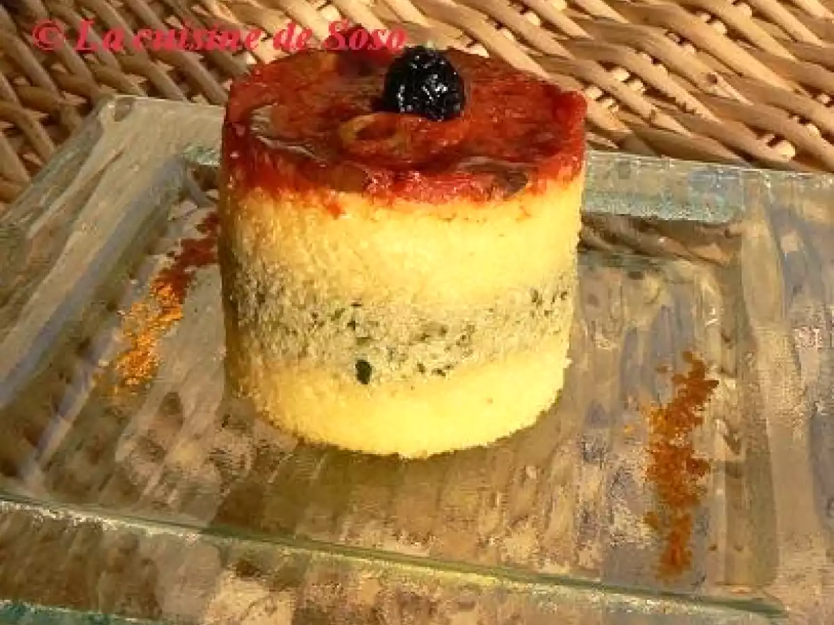 Bayadère de polenta au flan de courgettes à la tapenade et à la ricotta. - photo 2