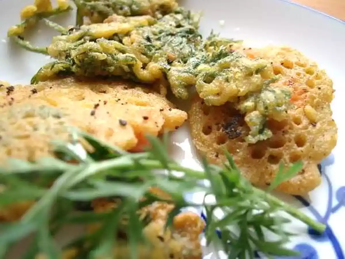 Beignets de fanes de carottes, à la farine de pois chiches