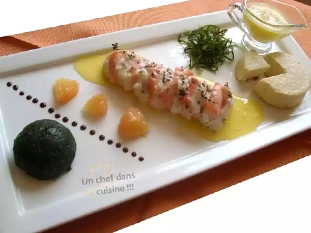 Beuchelle de Lotte et Saumon Fumé, au beurre de Pamplemousse