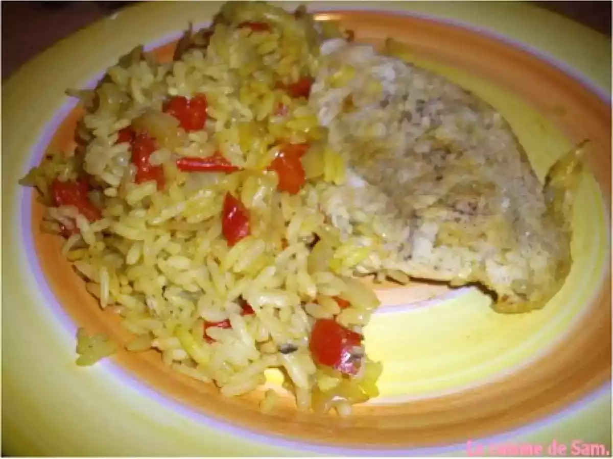 Blanc de dinde au curry et son riz