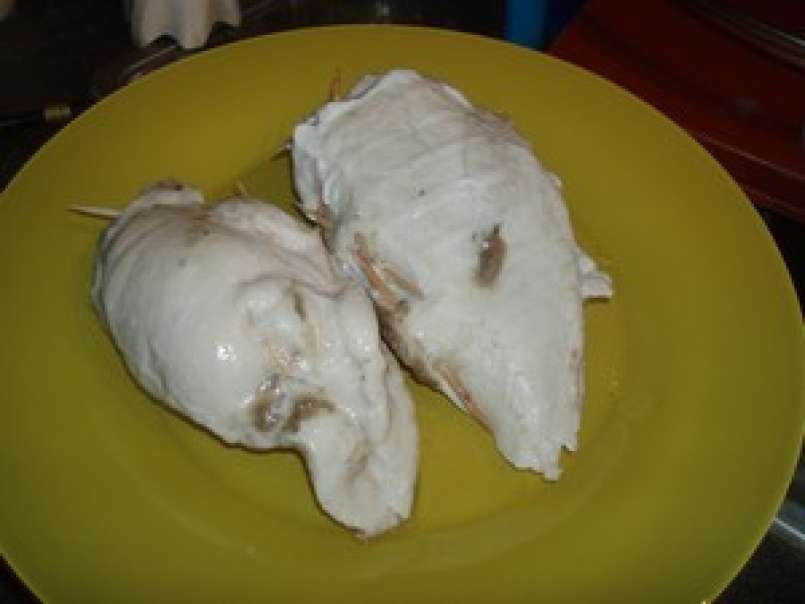 Blanc de poulet farci à l'aubergine et au cumin, cuisson vapeur
