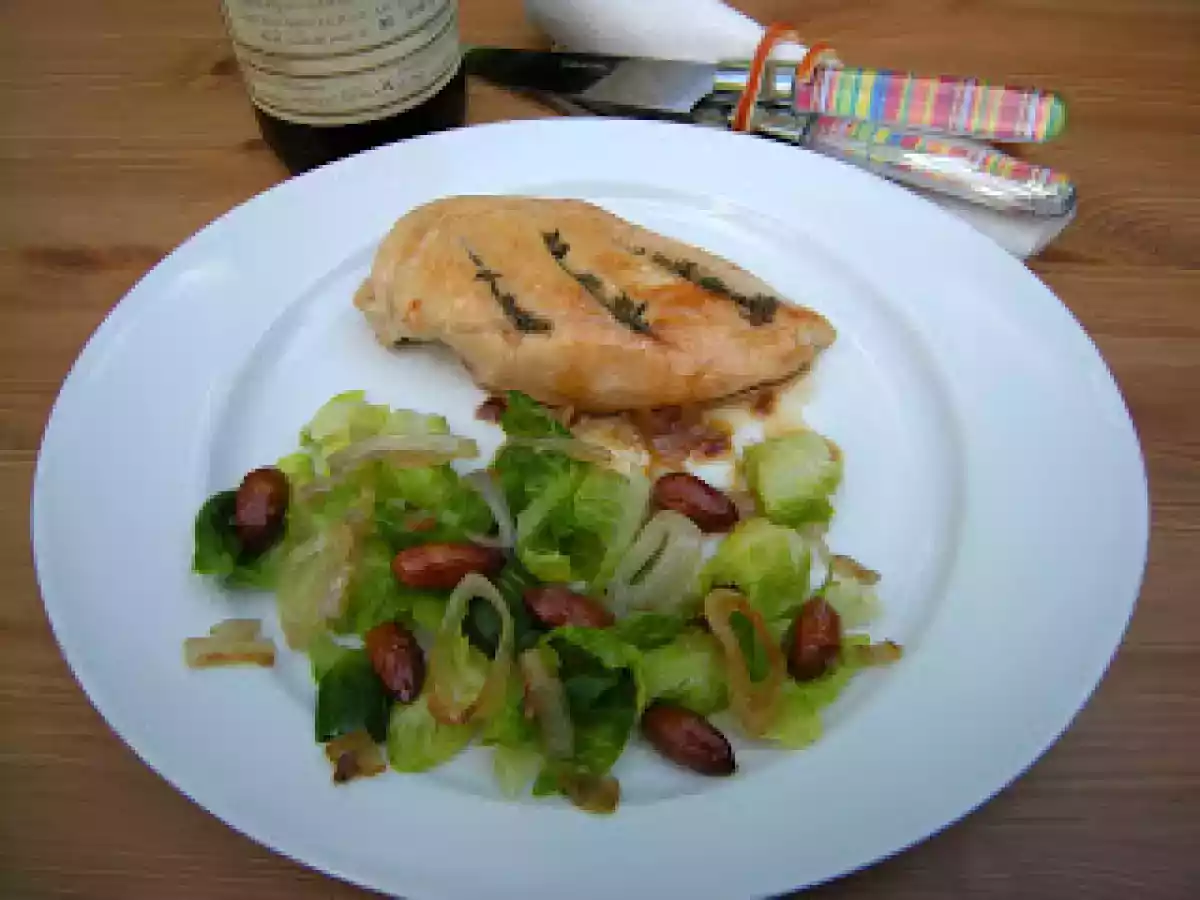 Blancs de poulet caramélisés aux amandes, cuisson à l'huile de noisette