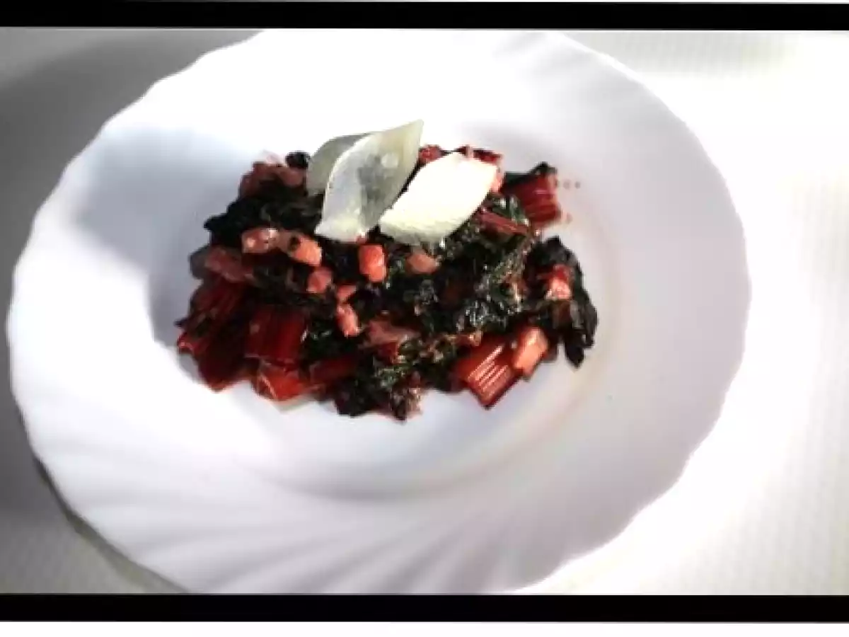 Blettes à la crème de parmesan et aux lardons fumés