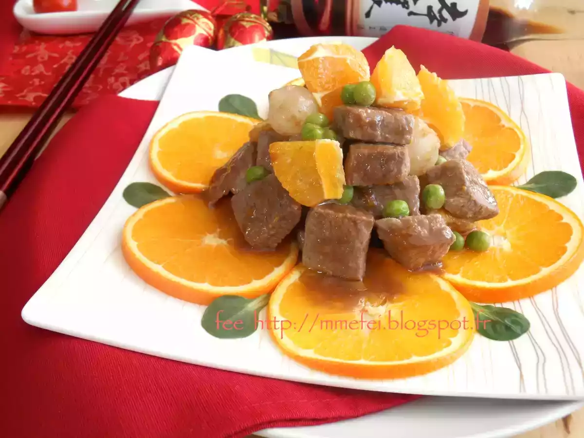 Boeuf à l'orange avec la confiture d'abricots (recette pour nouvel an chinois)