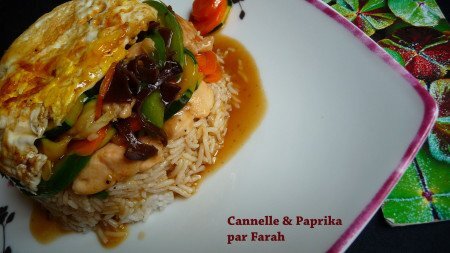 Recette bol renversé légumes, poulet & champignons noirs