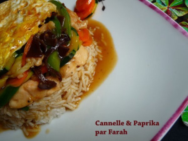 Recette bol renversé légumes, poulet & champignons noirs